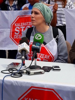 María José en la rueda de prensa celebrada en Irun al comienzo de su protesta