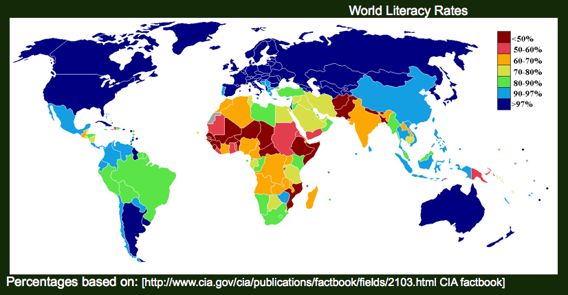Mapa sobre alfabetizacin en el mundo - 131.5 KB